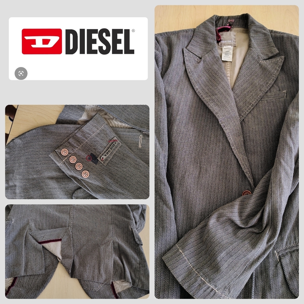 Diesel Gray Herringbone Blazer